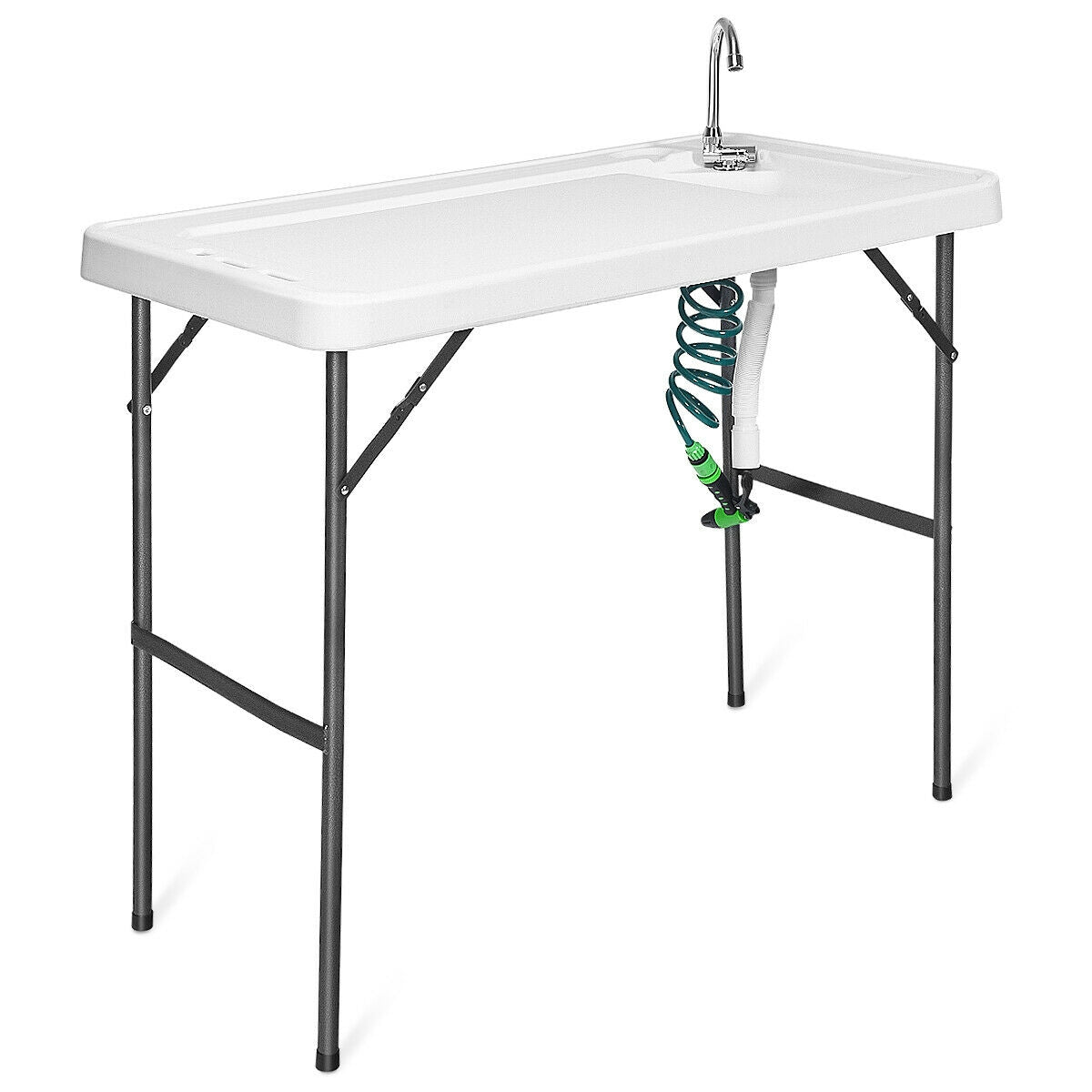 Folding Camping Sink Table with Faucet & Sprayer