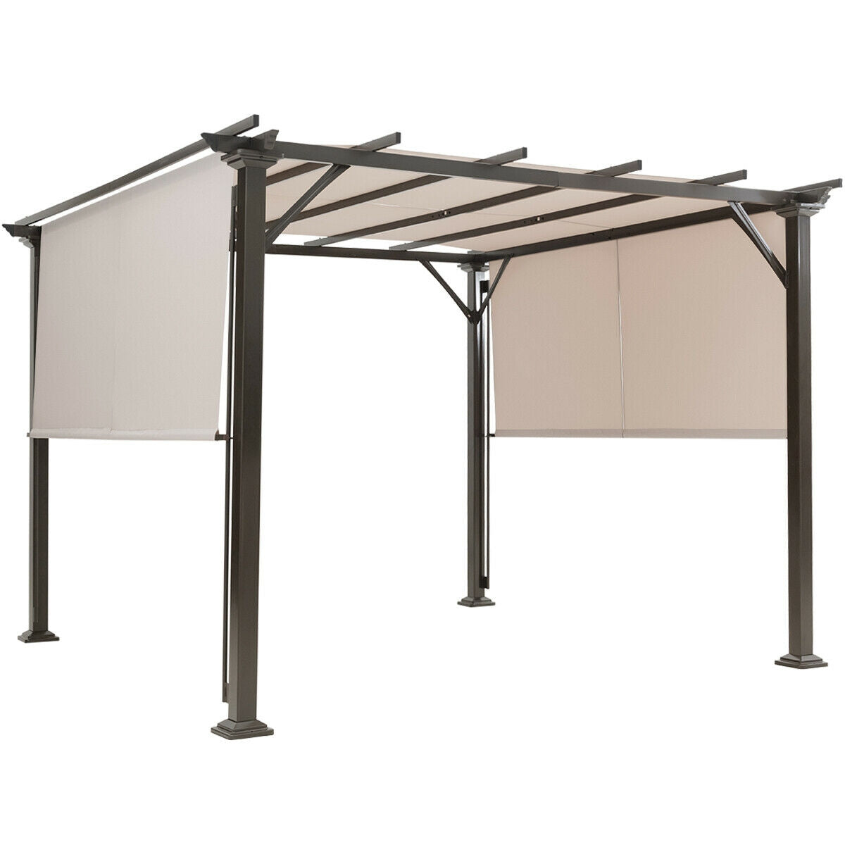 10 x 10 Metal Patio Canopy Shelter - Beige