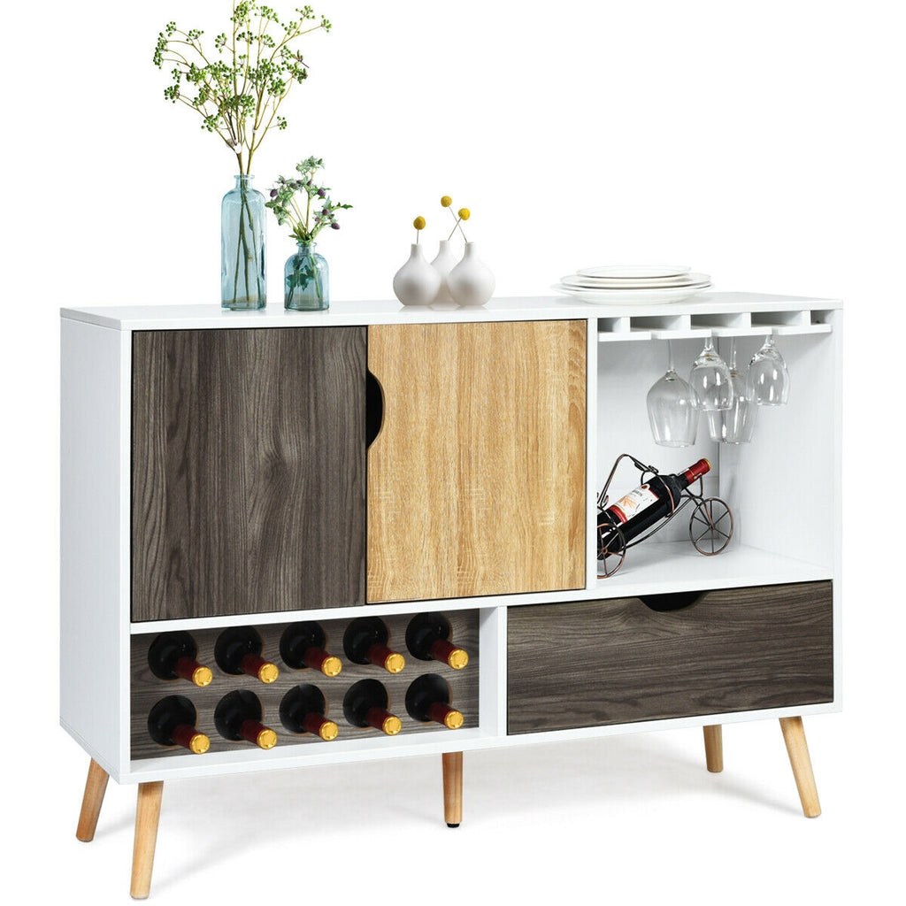 Mid-Century Sideboard with Wine Rack & Storage