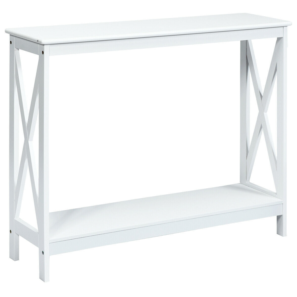 Narrow Console Table 2-Tier Entryway Storage, Rustic Brown