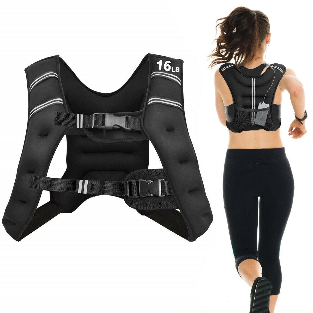 Training Weight Vest 16 lbs Workout Equipment with Adjustable Buckles & Mesh Bag