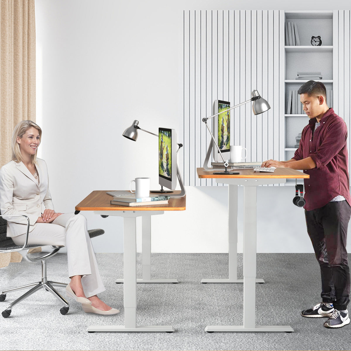 Electric Height Adjustable Standing Desk with Memory Controller - Black