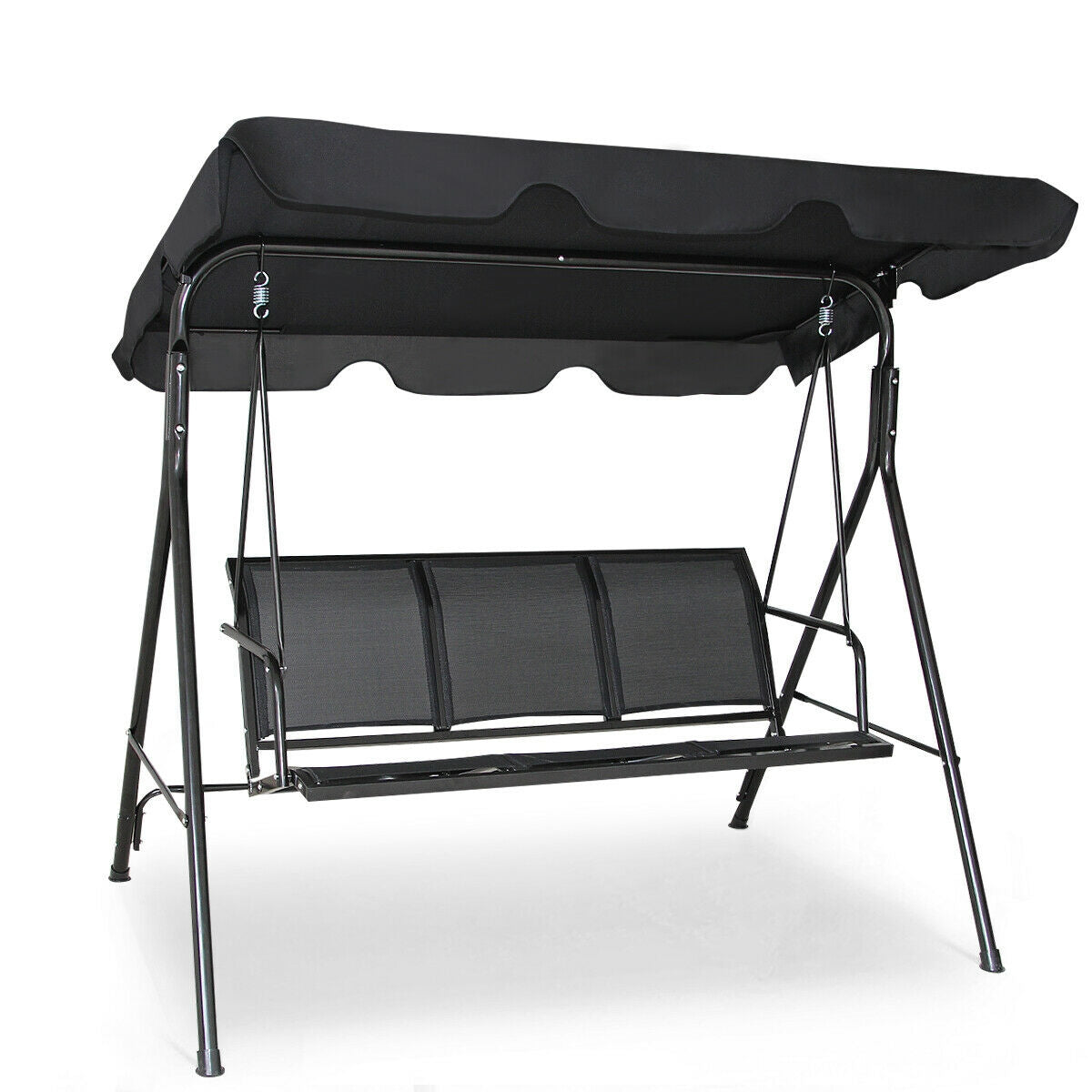 3-Person Patio Swing with Canopy – 50" x 16" Black