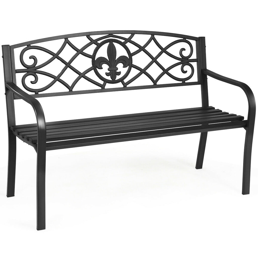 50-Inch Patio Garden Bench with Back - Style 7