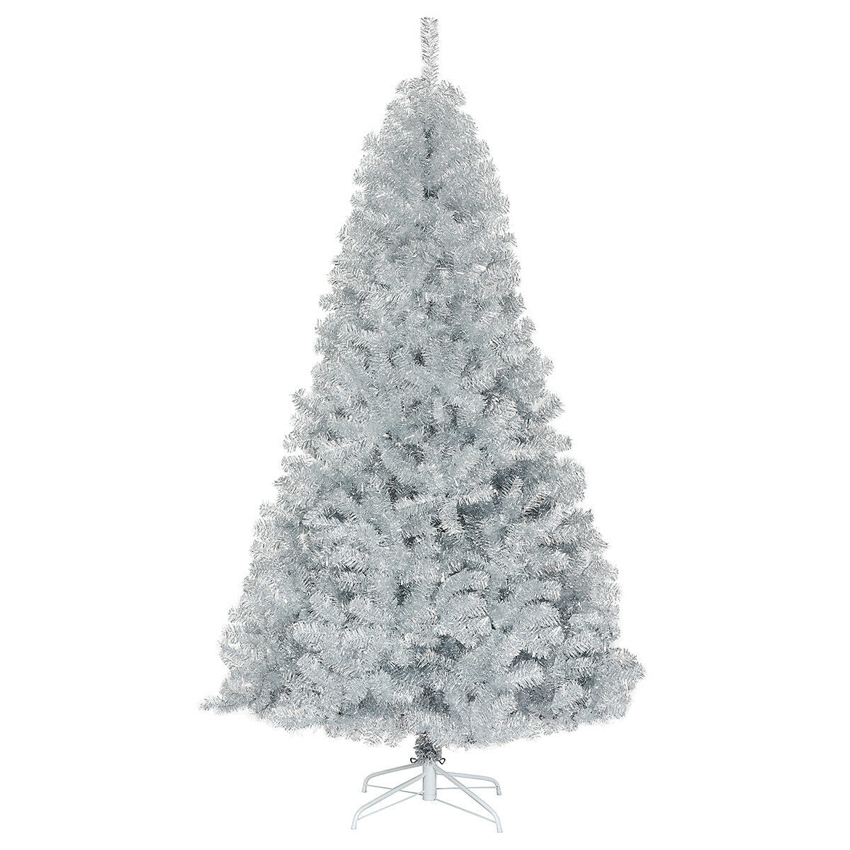 7.5 Ft Hinged Unlit Silver Artificial Christmas Tree - Indoor Outdoor Decor