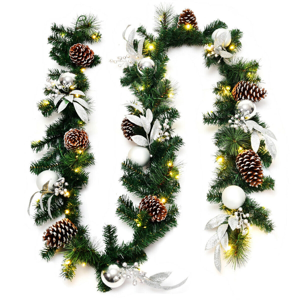 Lighted Christmas Tinsel Doorway Arch with Removable Bow - Outdoor Decor