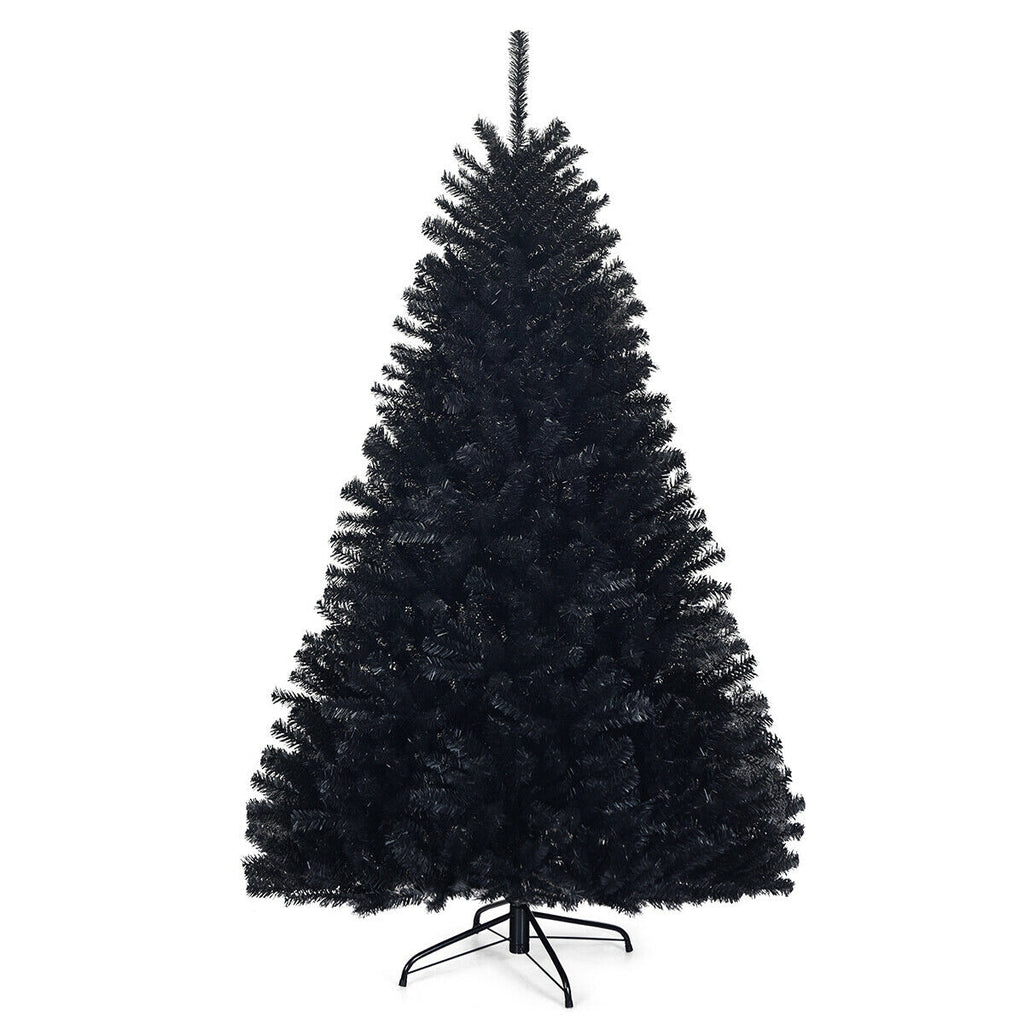 Hinged Artificial Halloween Christmas Tree - 6 Feet Black Holiday Tree