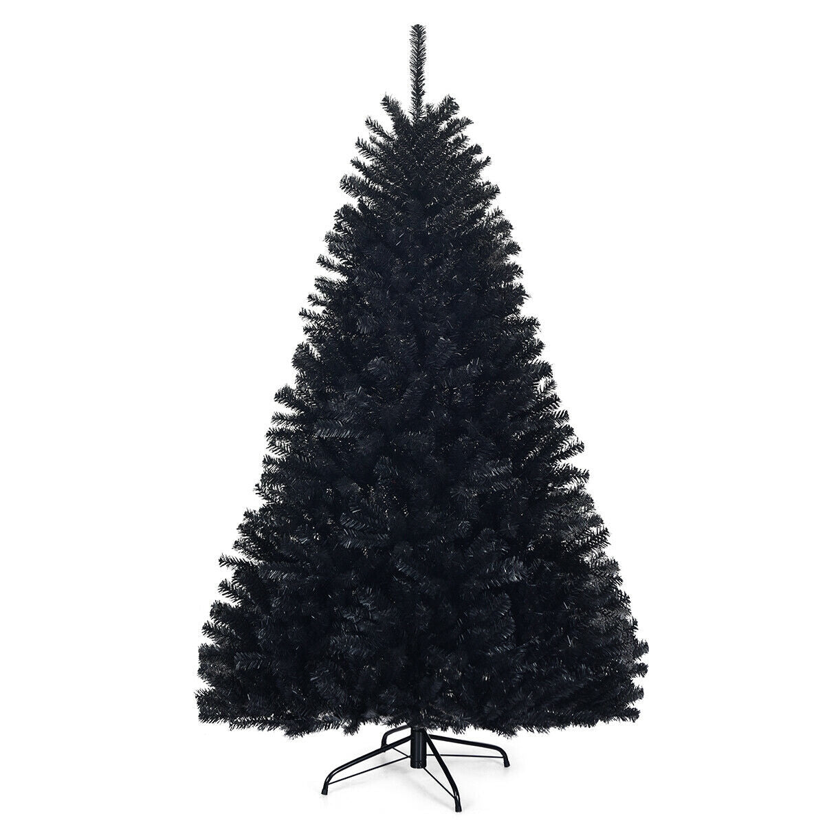 Hinged Artificial Halloween Christmas Tree - 6 Feet Black Holiday Tree