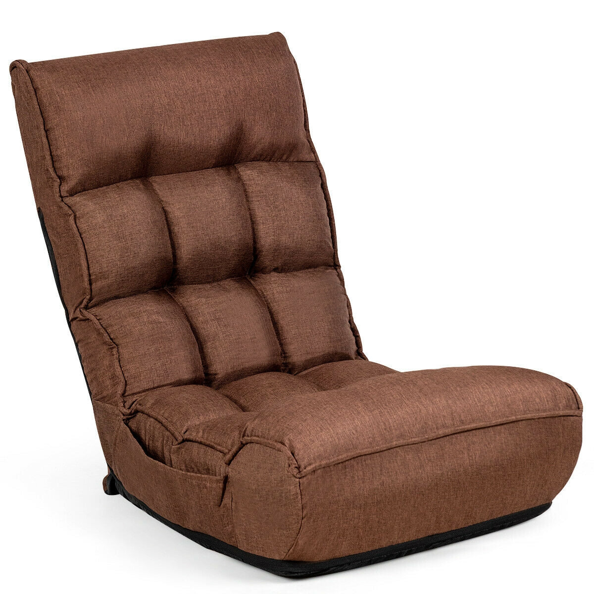 4-Position Adjustable Floor Chair Folding Lazy Sofa - Coffee