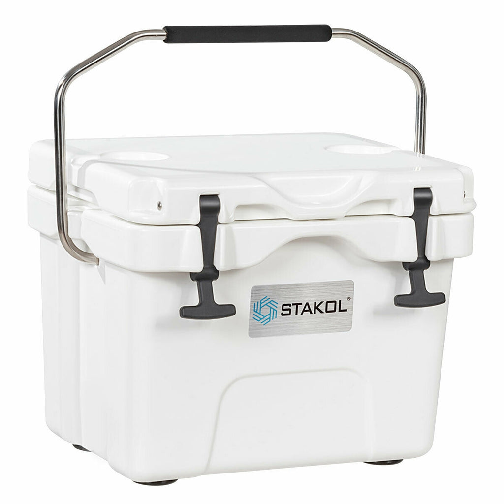 16 Qt Portable Insulated Ice Cooler with Cup Holders - Khaki