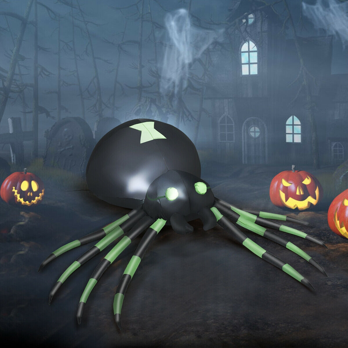 6 Feet Halloween Inflatable Blow-Up Spider - Weather-Resistant Outdoor Decor