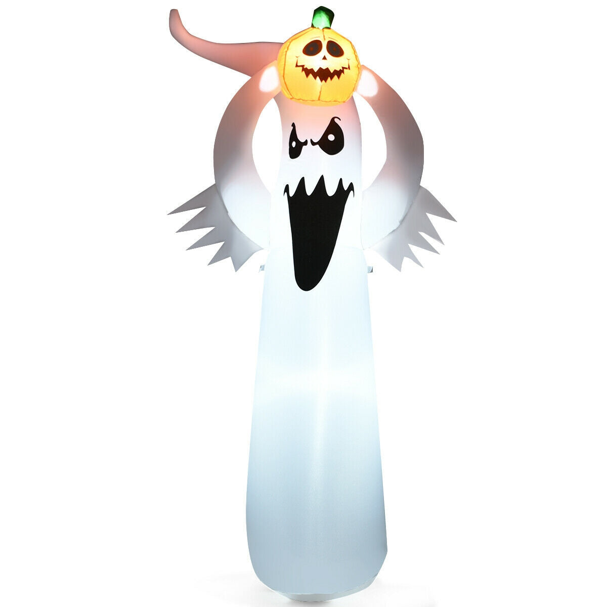 4 Ft Lighted Standing Halloween Ghost Decoration with 120 LED Lights - Outdoor Friendly, Windproof & Rainproof - Variations Include 4 Feet Stacked Ghosts