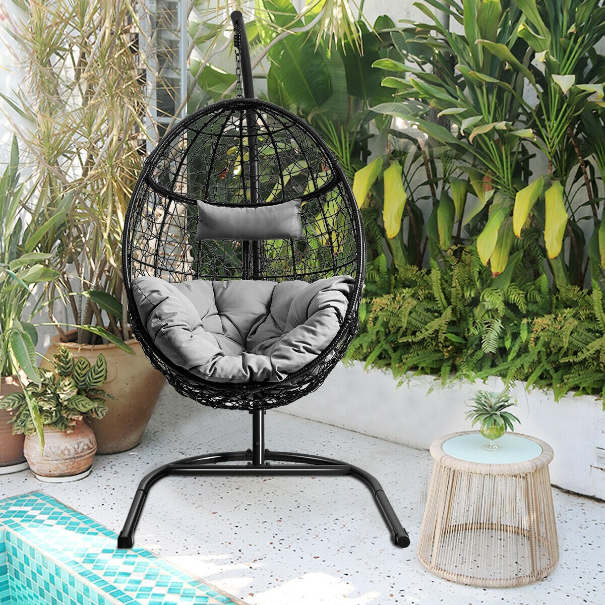 Hanging Hammock Chair with Stand - Blue