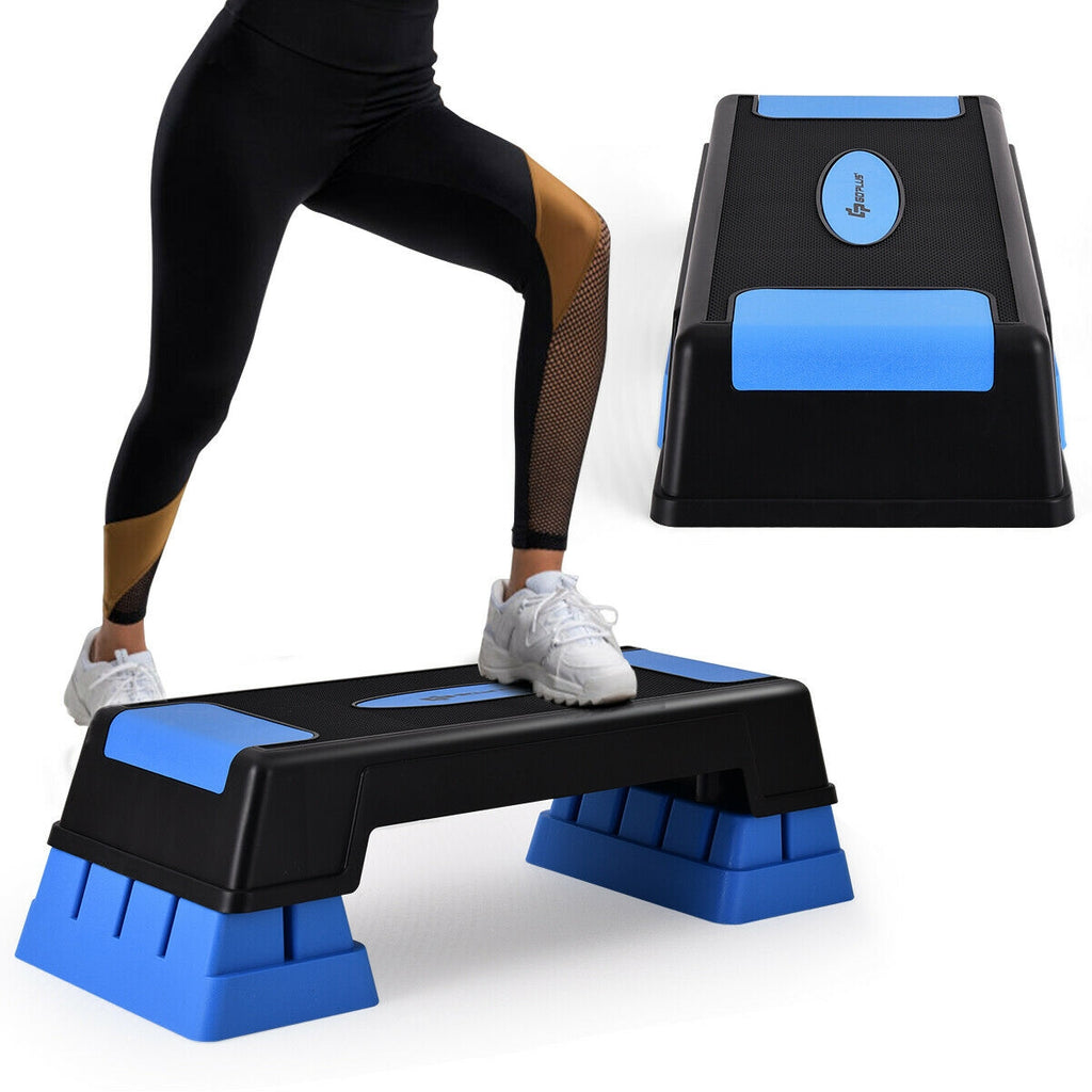 Aerobic Exercise Stepper Trainer with Adjustable Height 5-7-9 Inches - Blue Variation