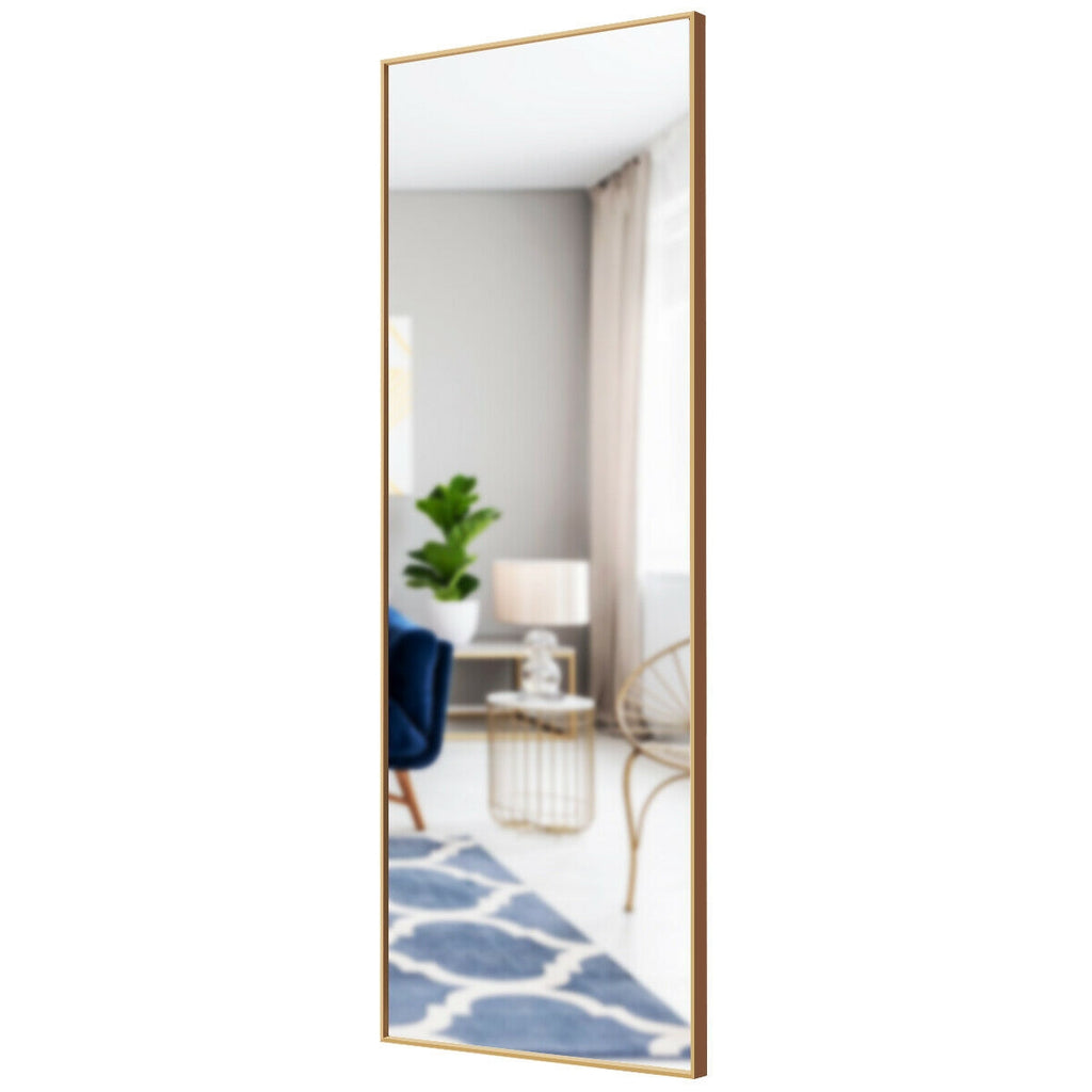 59 Inch Full Length Rectangle Mirror - Large Bedroom Mirror with Golden Frame