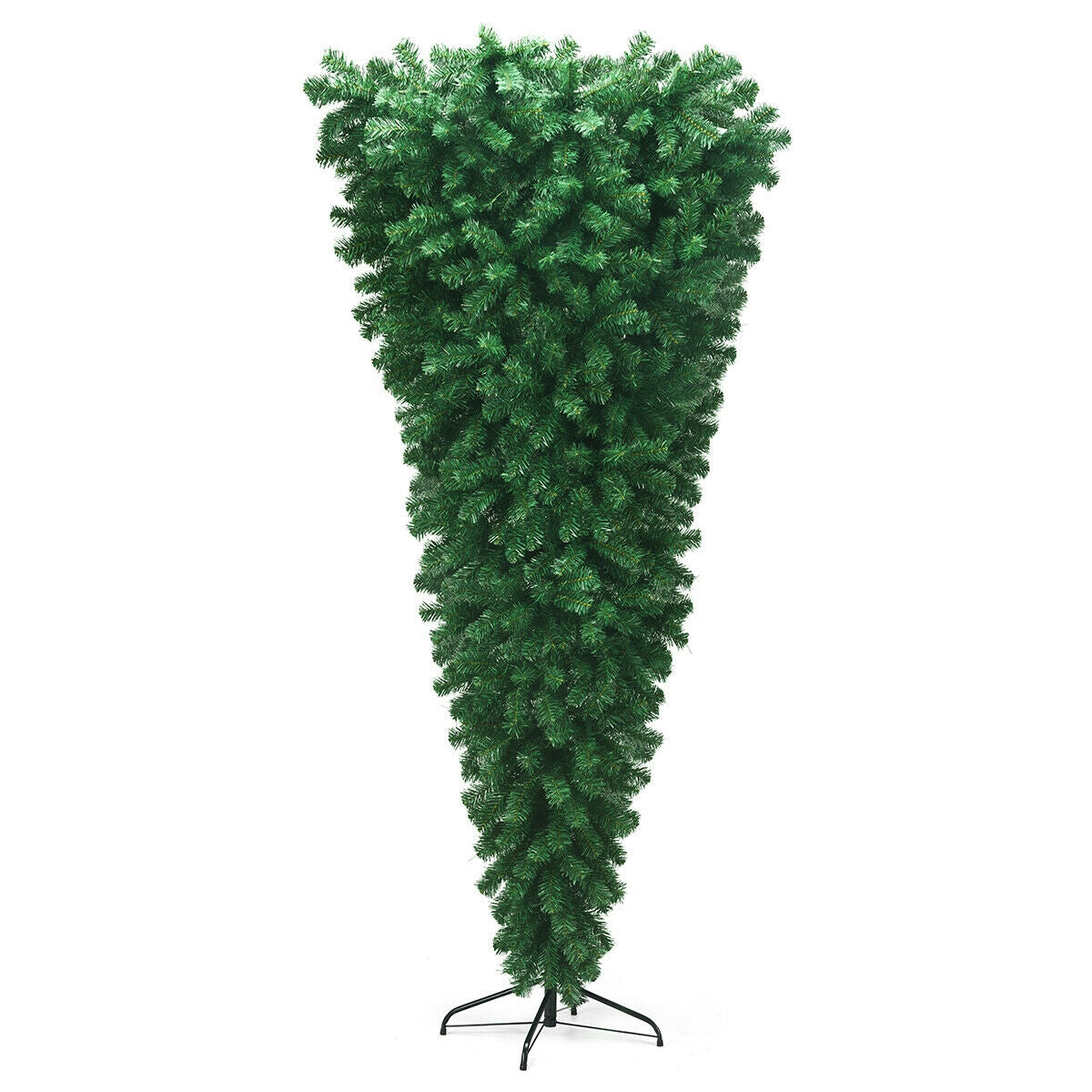 7 Feet Unlit Upside Down Artificial Christmas Tree - Space-Saving, Vivid Green