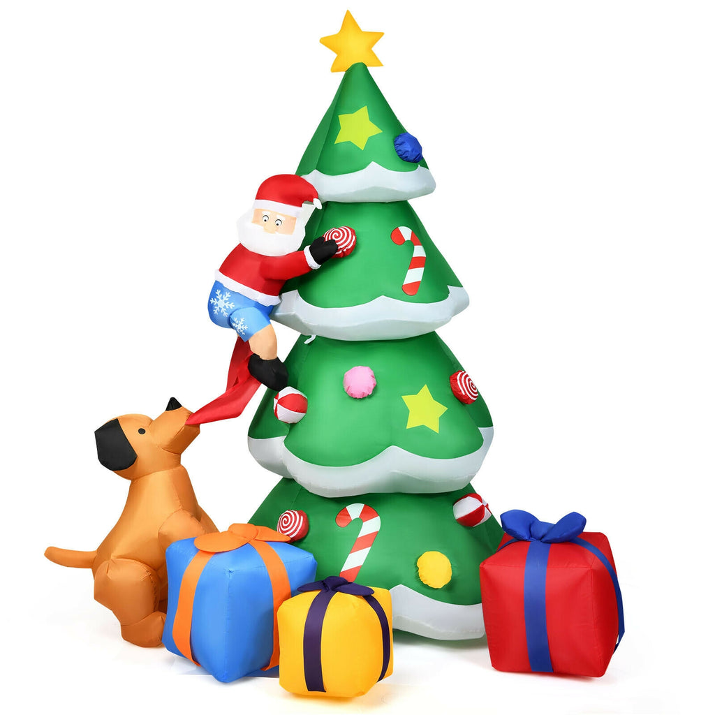 Inflatable Christmas Tree with Santa Claus - 8ft Holiday Decor with LED Lights - Variation: F Style