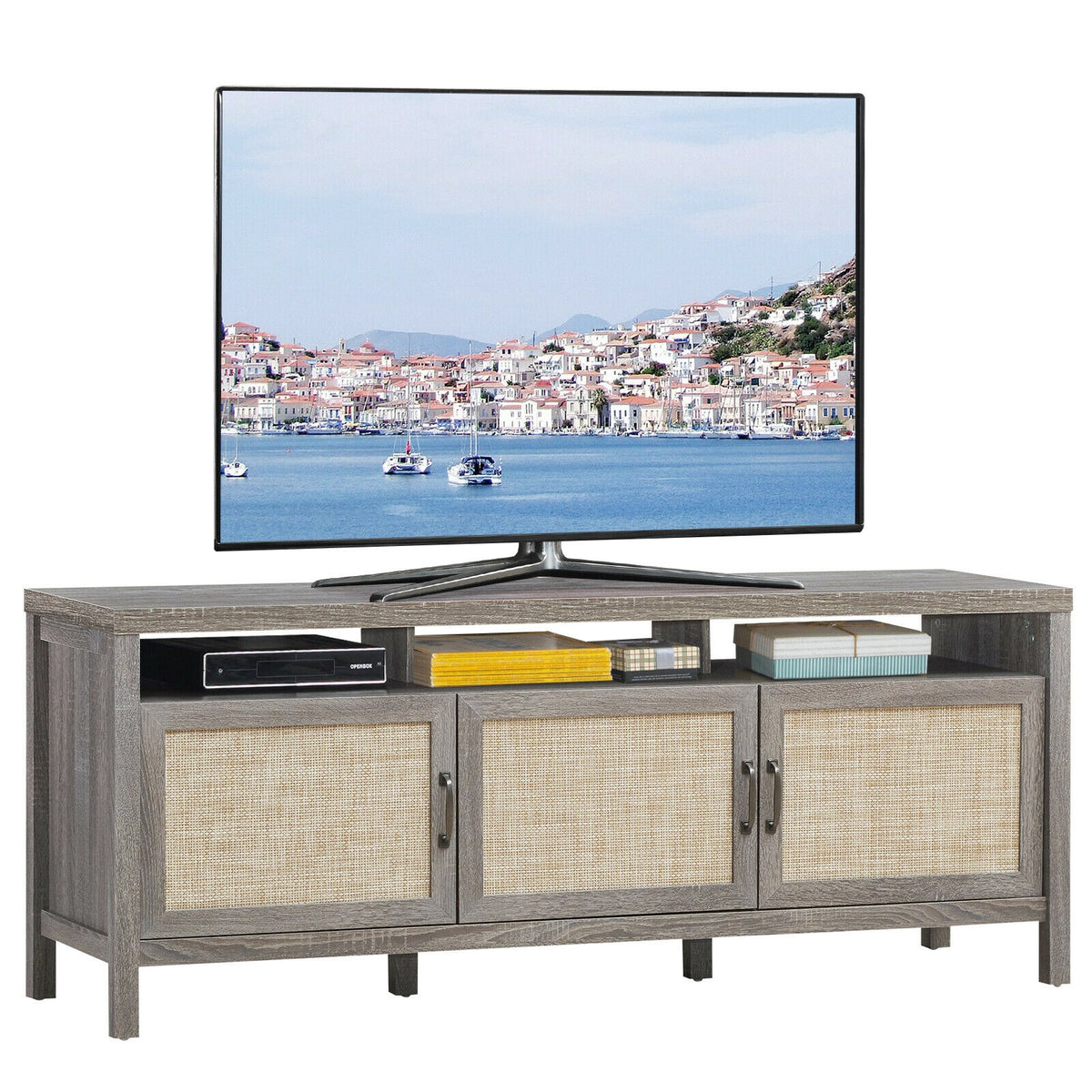 TV Stand for 65 Inch TVs with Storage Cabinets - Gray