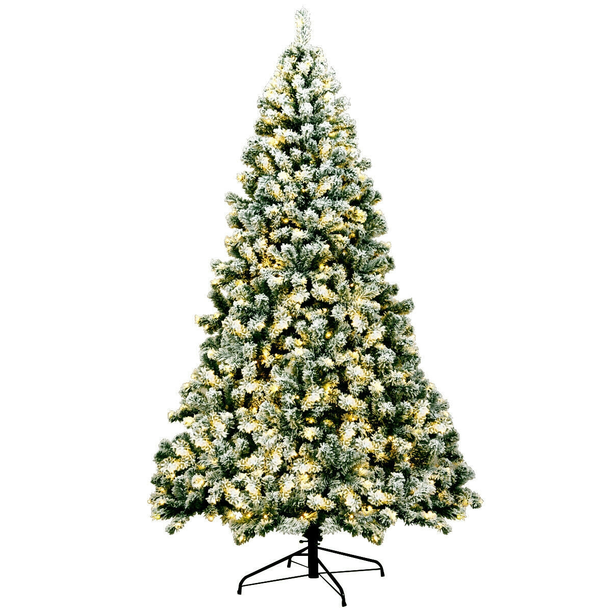 7.5 Feet Pre-Lit Snow Flocked Artificial Christmas Tree with 550 Lights