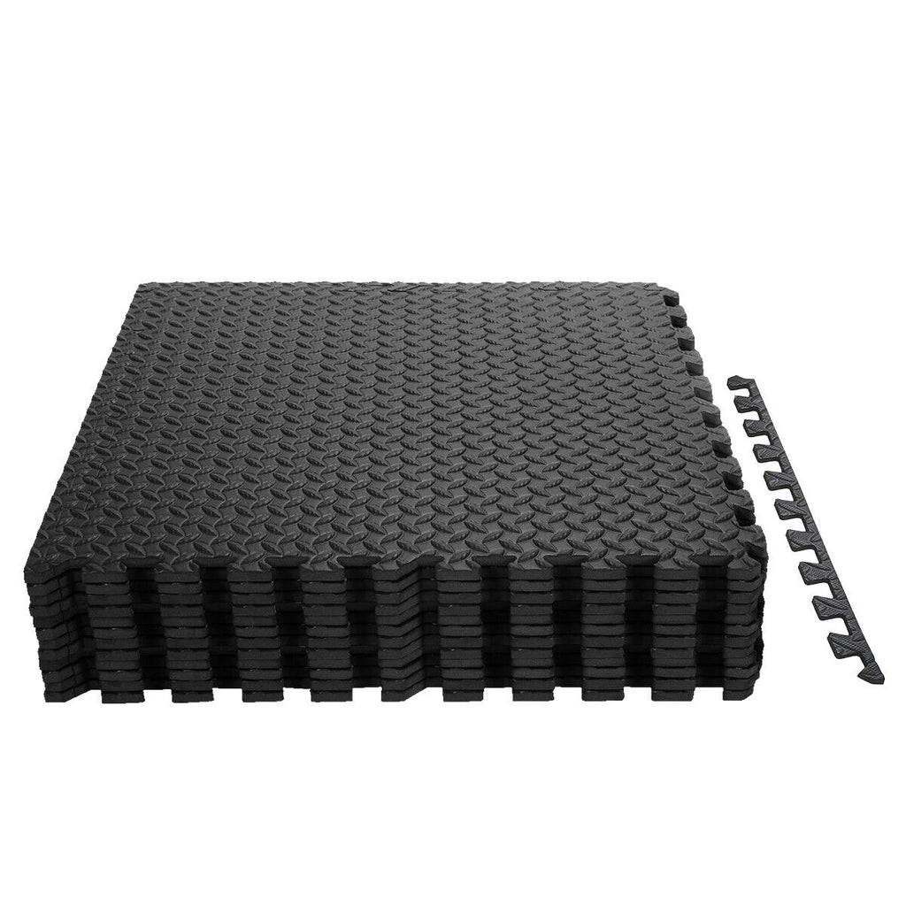 12 Tiles Puzzle Exercise Floor Mats - Blue Interlocking EVA Workout Tiles