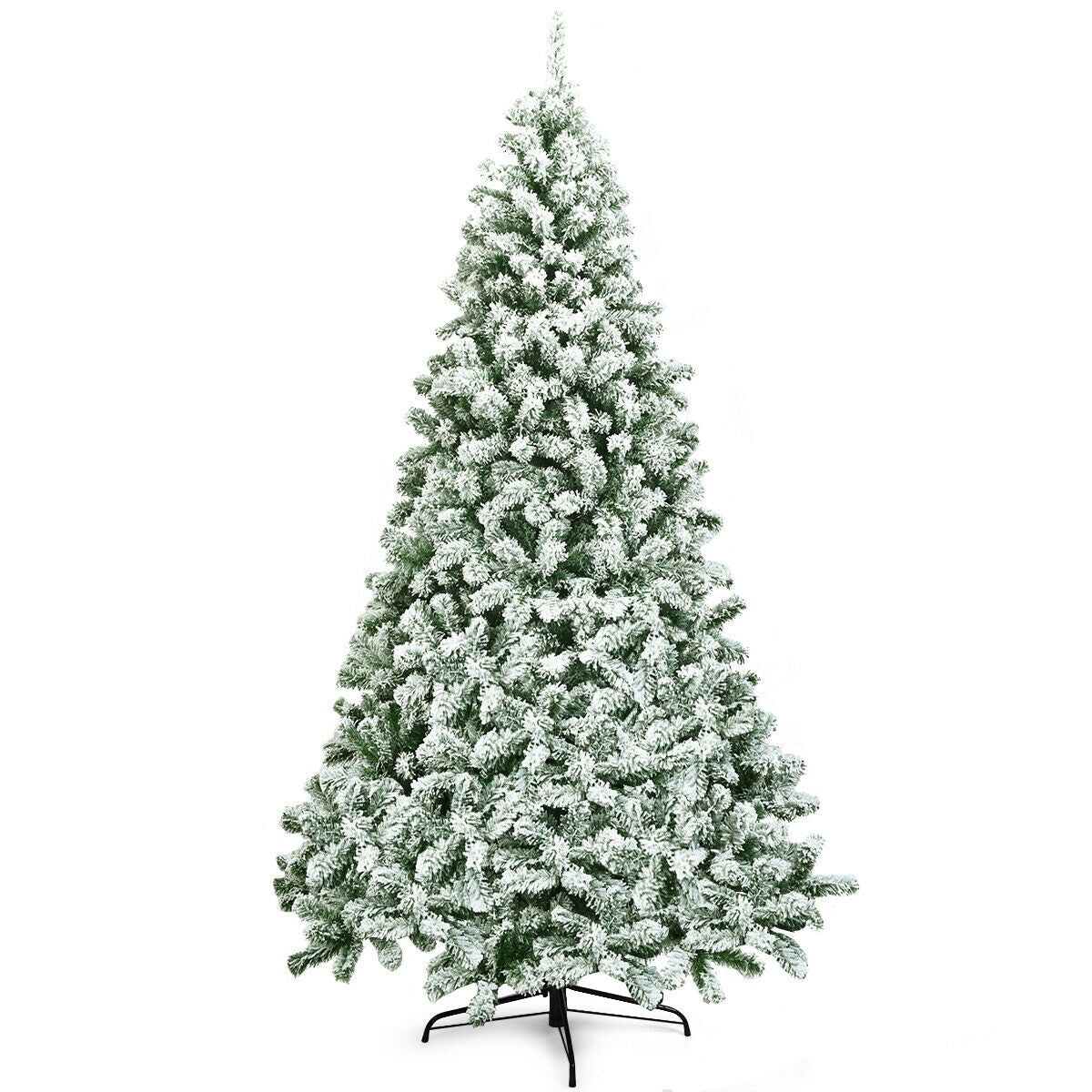 7.5 Feet Artificial Christmas Tree with Snow Flock, Hinged Design & Foldable Base