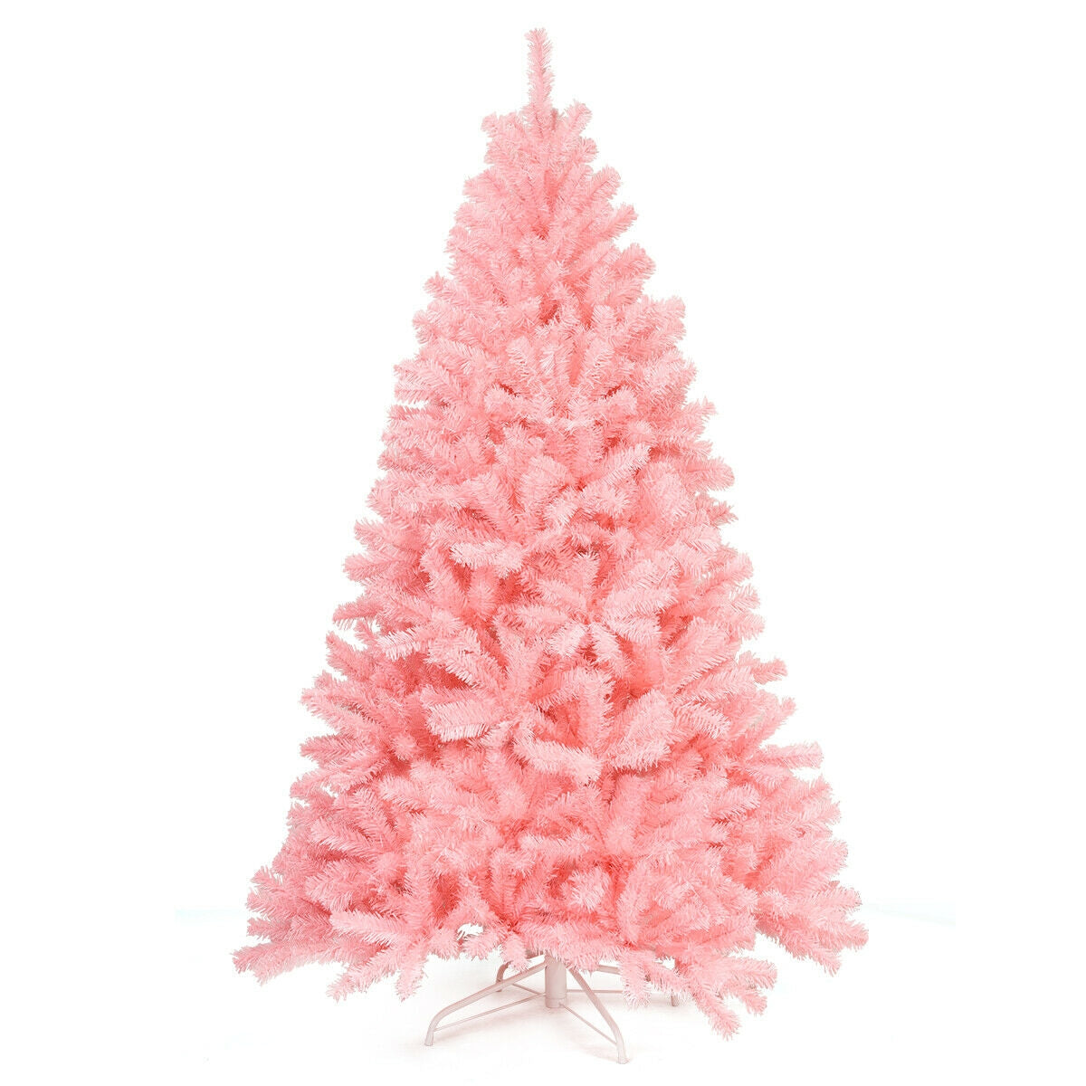 Pink Artificial Christmas Tree with Foldable Metal Stand - 6 Feet Hinged Full Tree