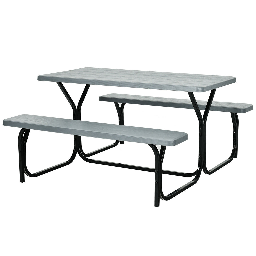 Portable Folding Picnic Table Set with Benches - 27.5" x 54", Black