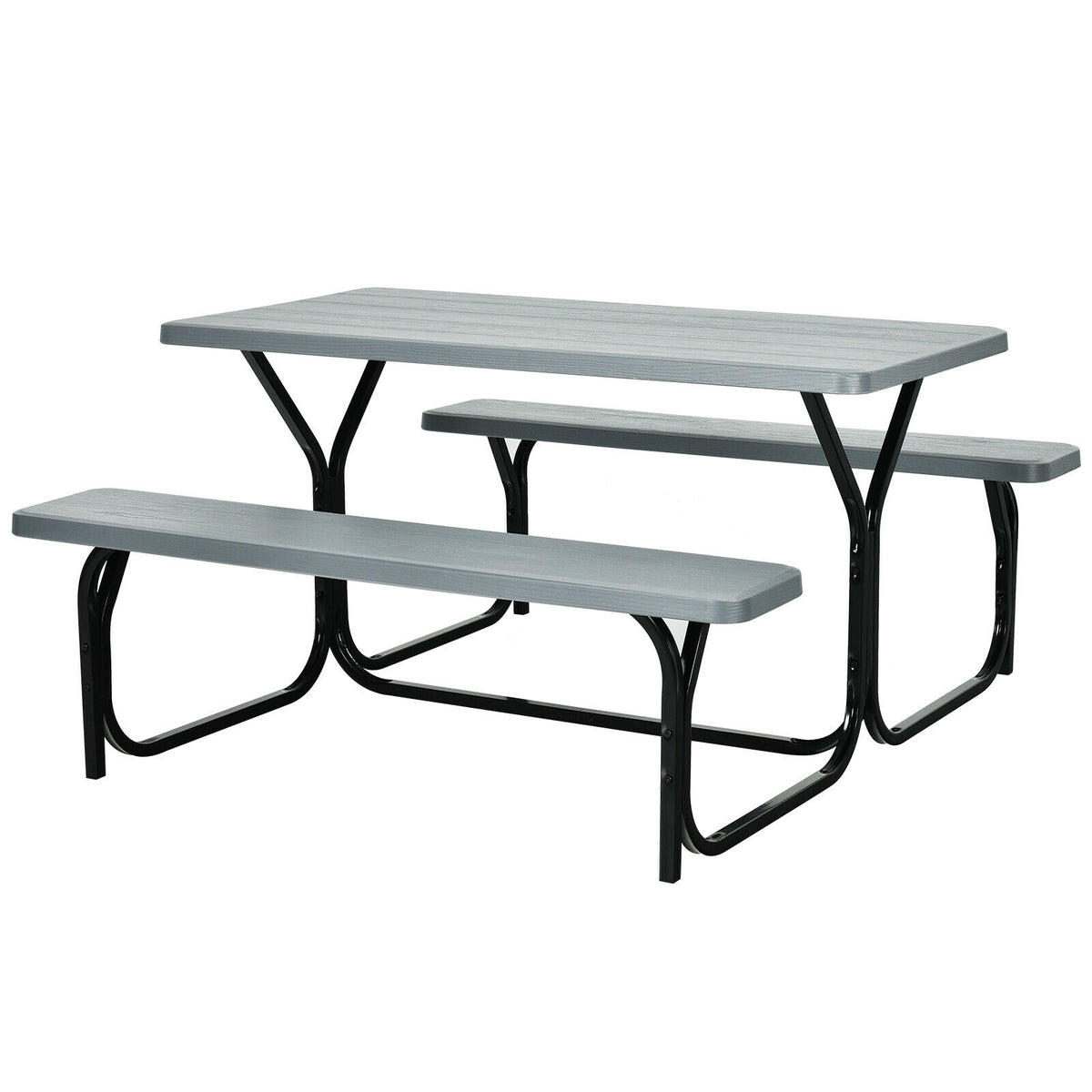 Portable Folding Picnic Table Set with Benches - 27.5" x 54", Black