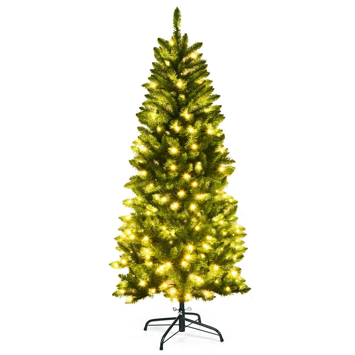 5 ft PVC Hinged Pre-lit Artificial Fir Christmas Tree with 150 Lights