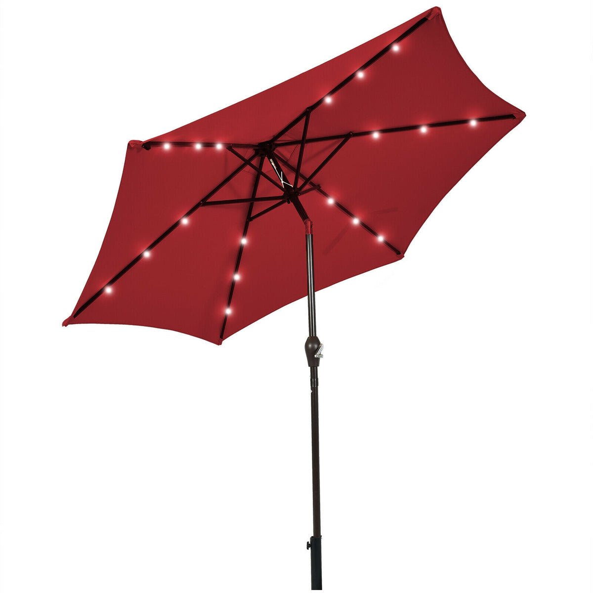 9 Feet Solar LED Lighted Patio Market Umbrella with Tilt Adjustment