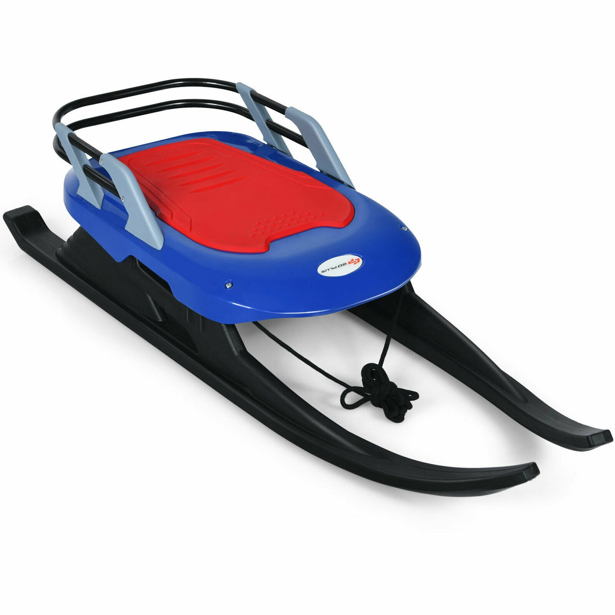 Kids' Folding Metal Snow Sled with Pull Rope and Leather Seat - Safe & Durable Winter Toy