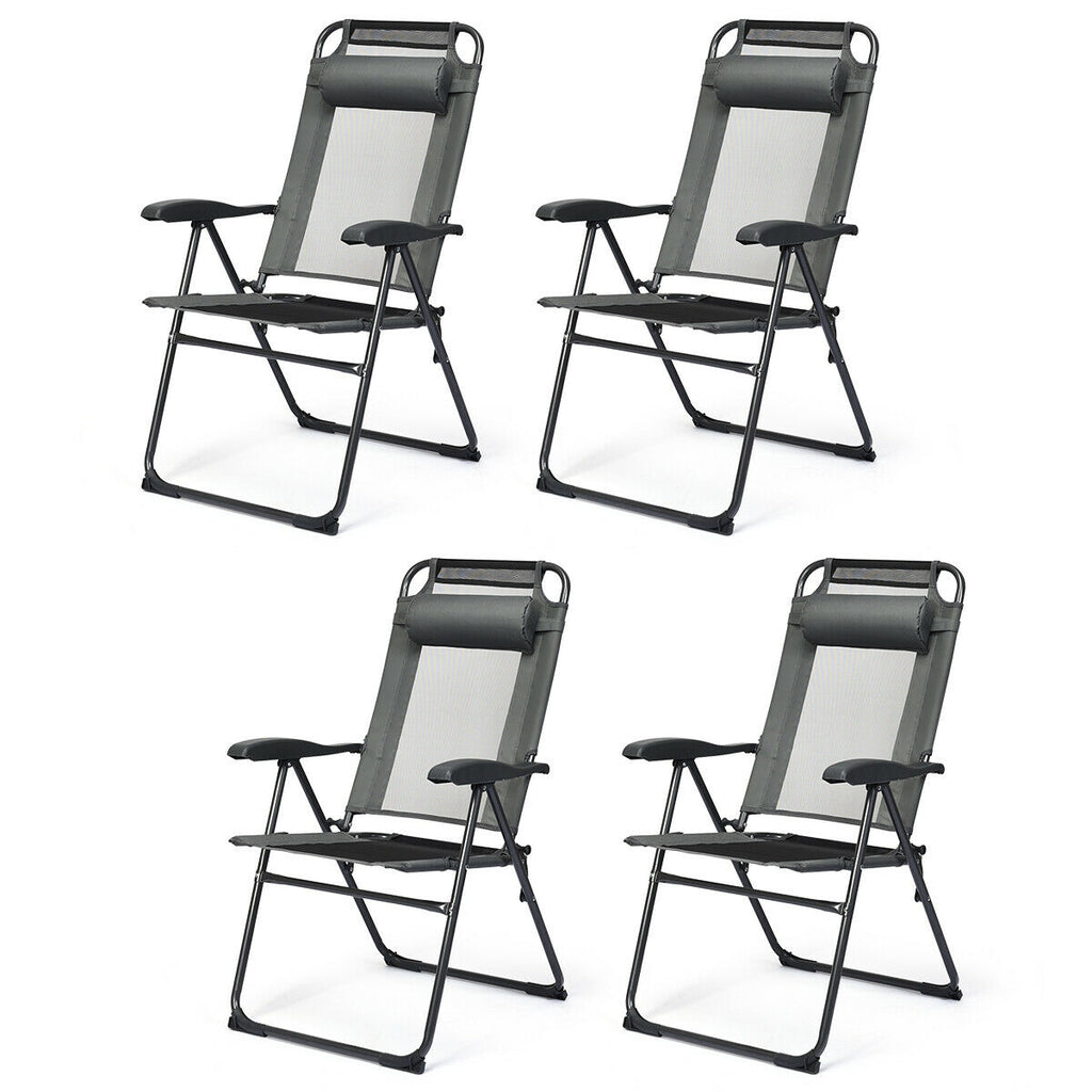 4 Pieces Patio Garden Adjustable Reclining Folding Chairs with