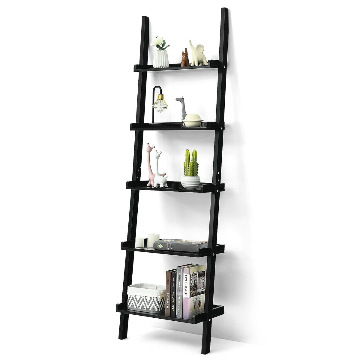 5-Tier Ladder Shelf with Open Shelves for Living Room Home Office