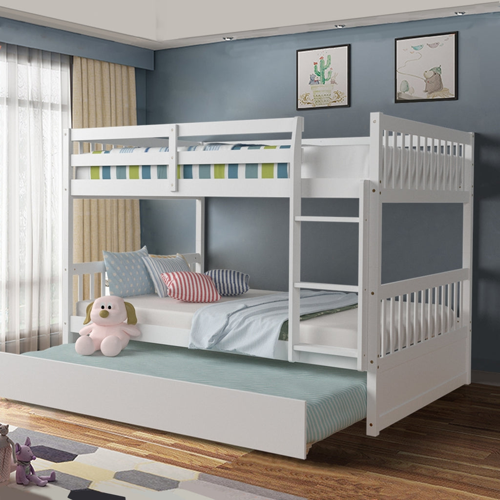 Full over Full Bunk Bed with Ladder - Gray Wood
