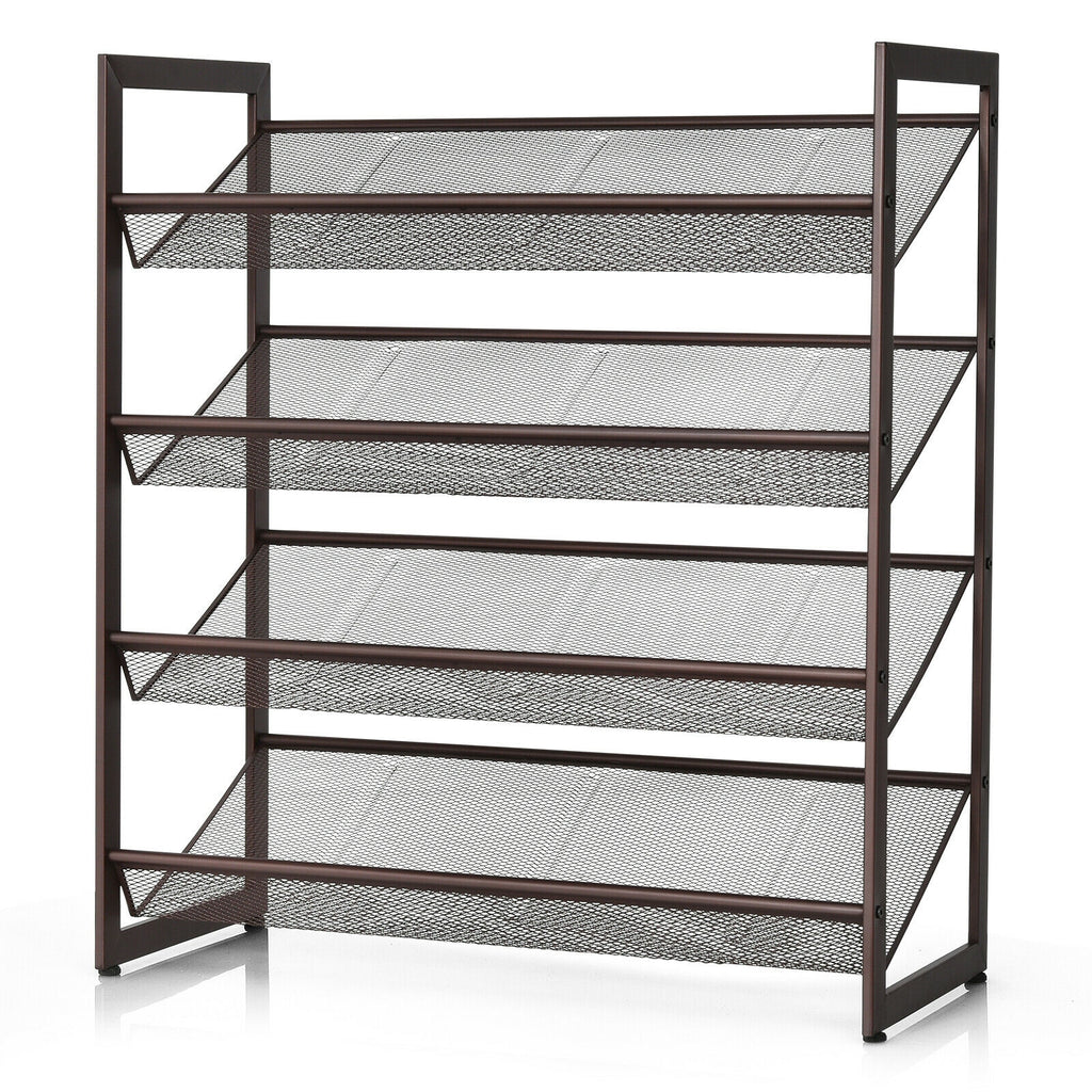 4-Tier Metal Shoe Rack with Flat & Angled Shelves