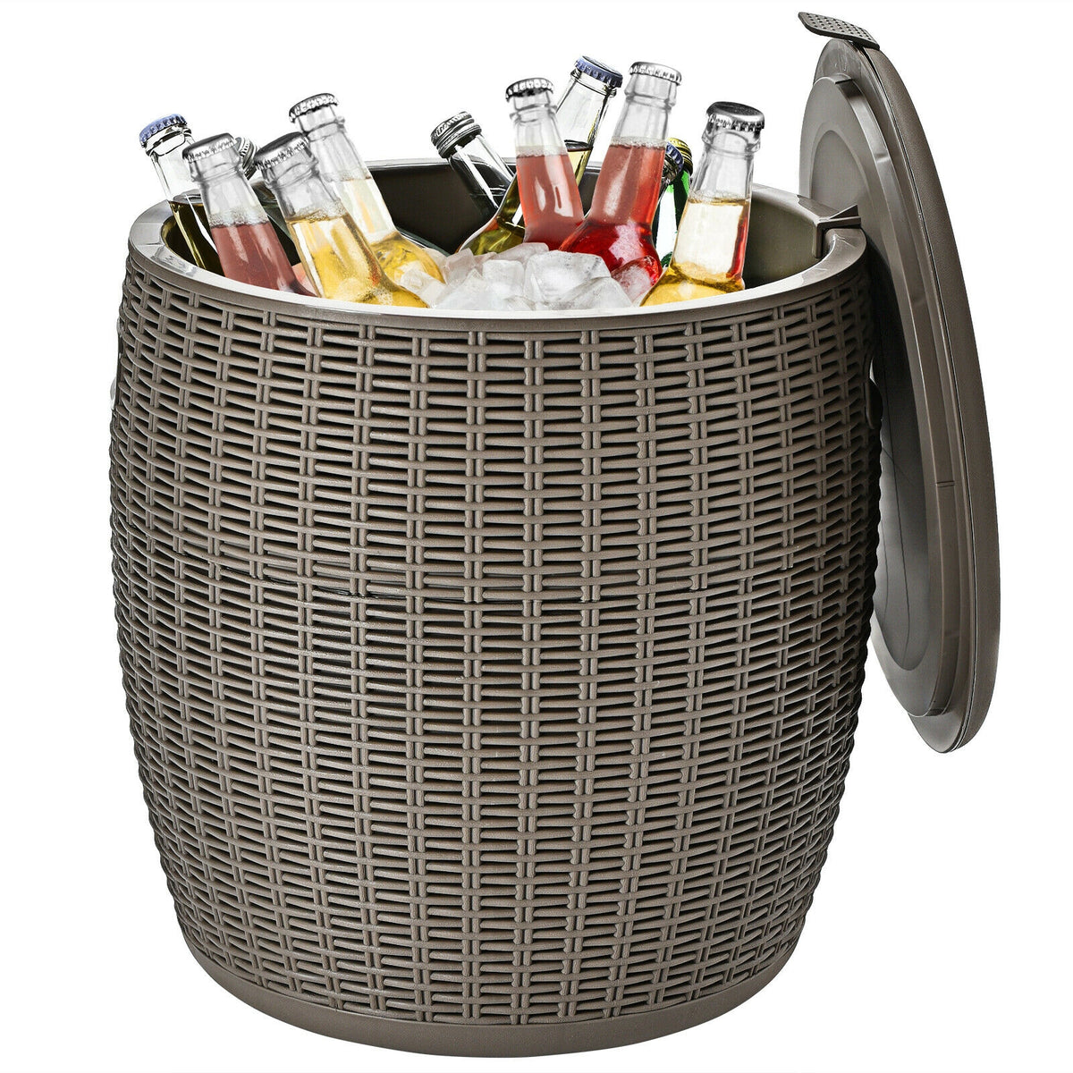 9.5-Gallon Rattan Ice Cooler Side Table - Black