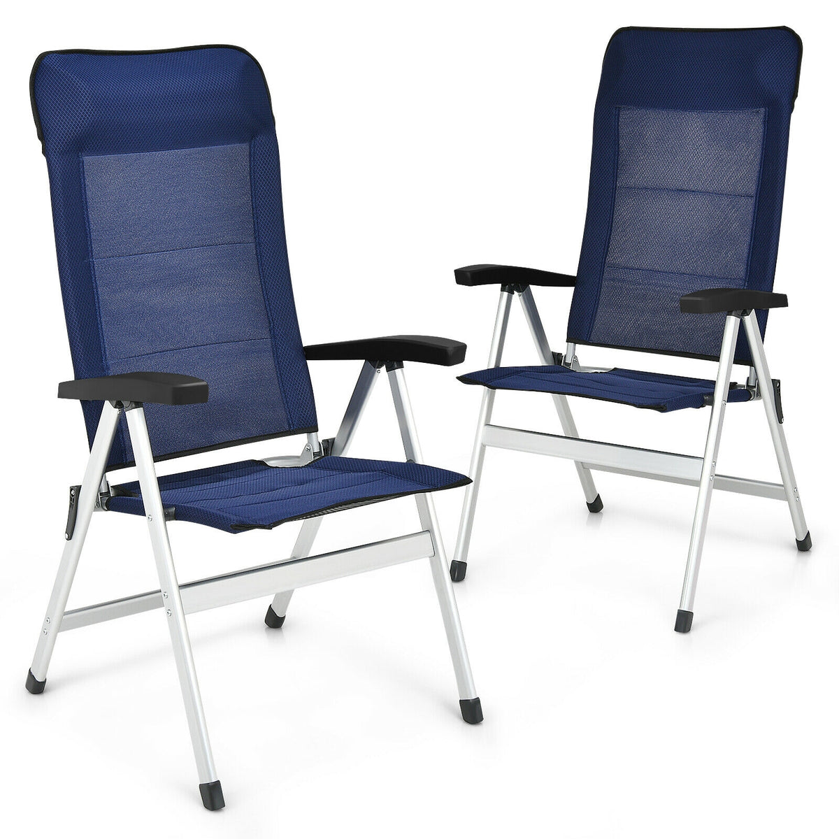Outdoor Patio Dining Chair with Adjustable Backrest - Blue