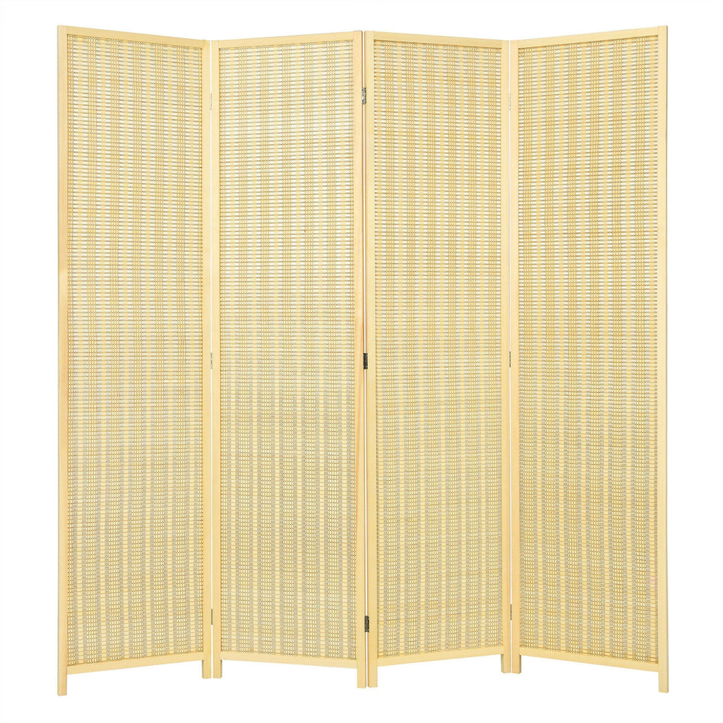 Natural 6 ft 4-Panel Portable Folding Room Divider Screen - Space Saver Privacy