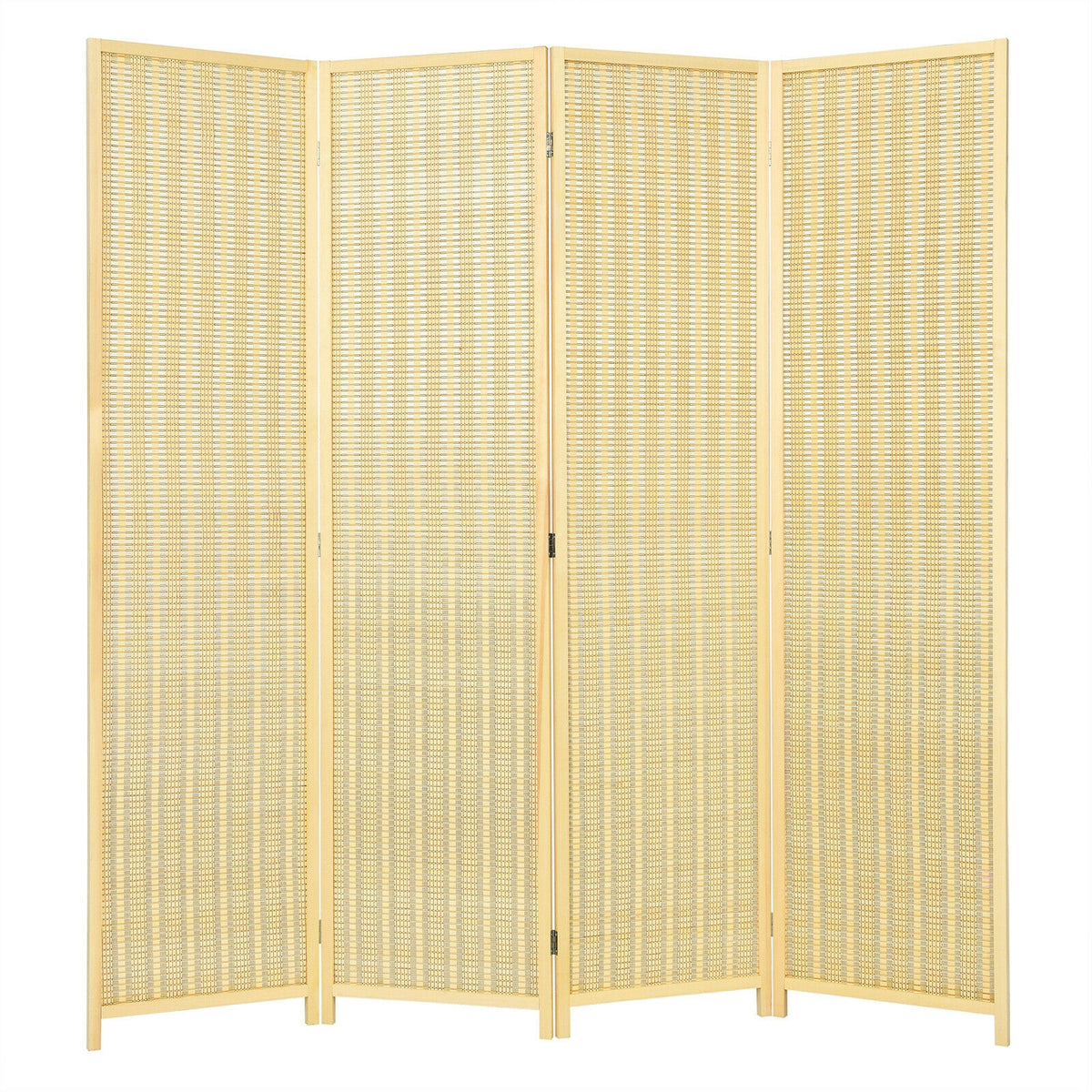 Natural 6 ft 4-Panel Portable Folding Room Divider Screen - Space Saver Privacy