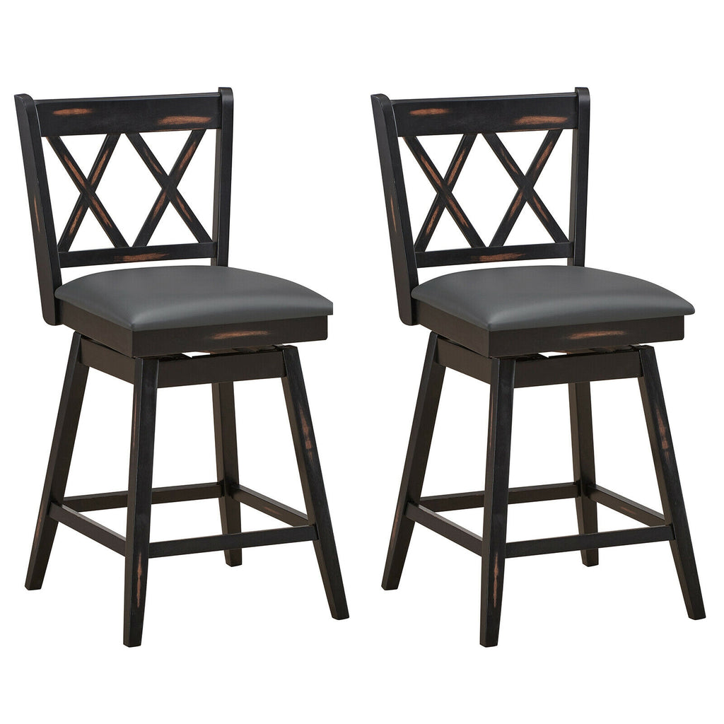 2-Piece 25" Counter Height Bar Stools with Cushion - Black