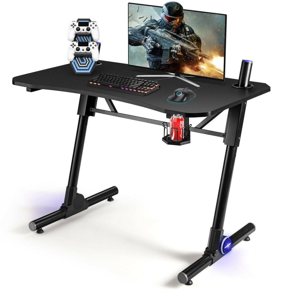 43.5" Height Adjustable Gaming Desk with Blue LED Lights