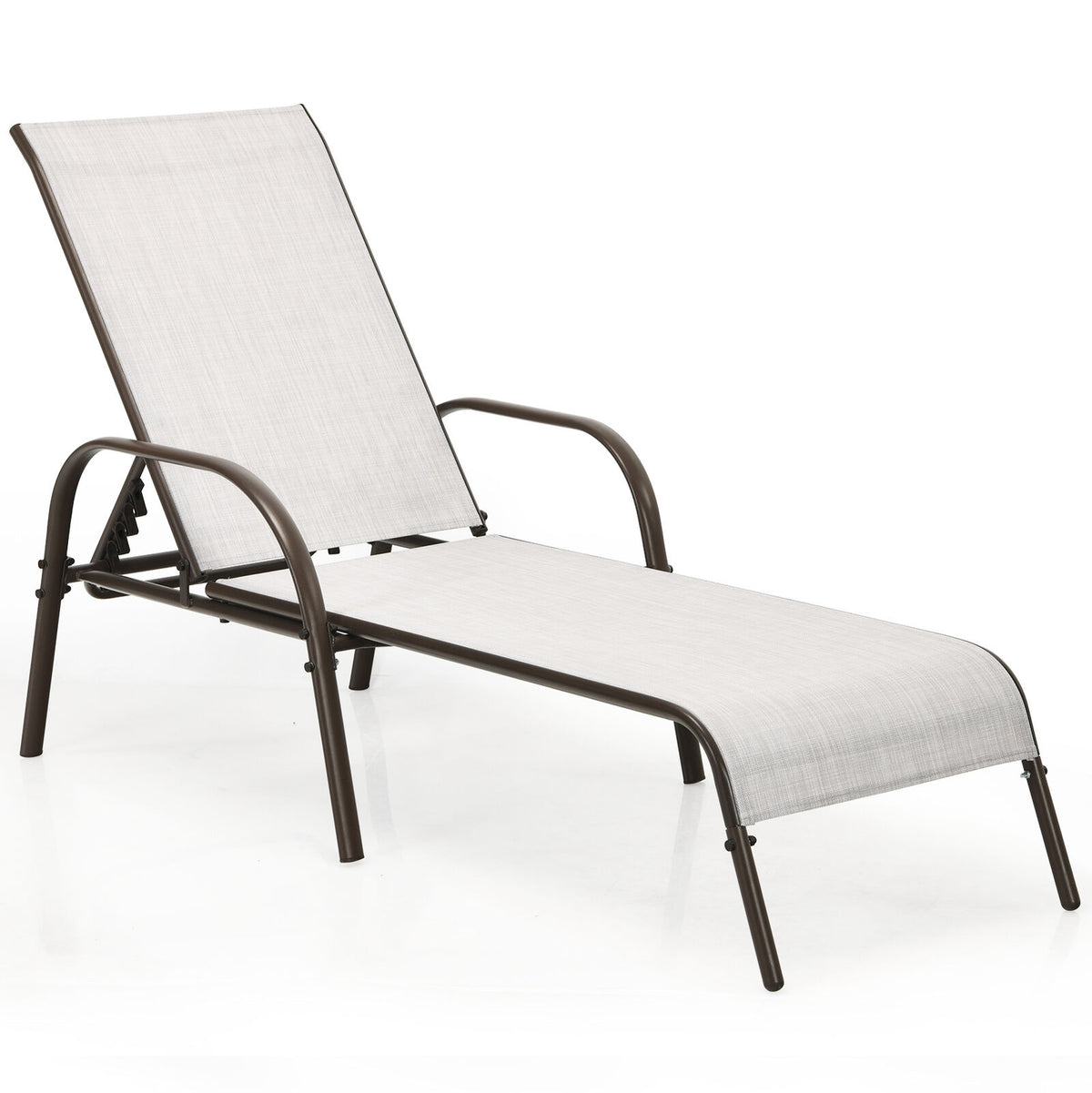 Adjustable Patio Chaise Lounge Chair with Backrest – Gray