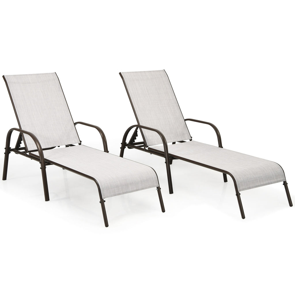 Outdoor Patio Lounge Chair Chaise - Gray, 2 Pieces