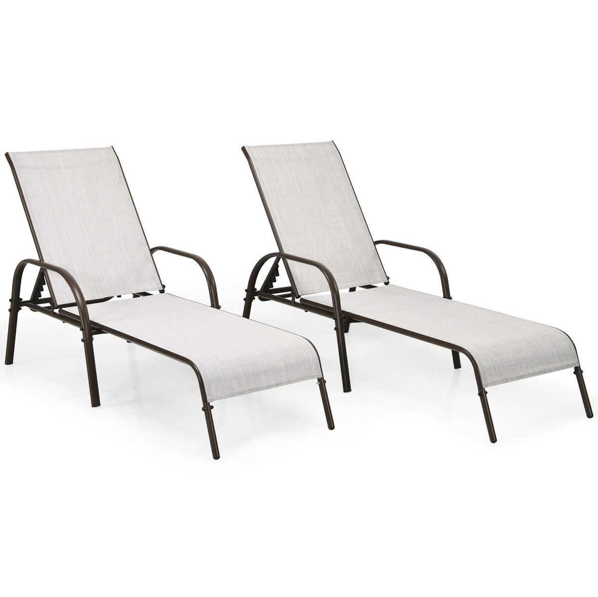 Outdoor Patio Lounge Chair Chaise - Gray, 2 Pieces
