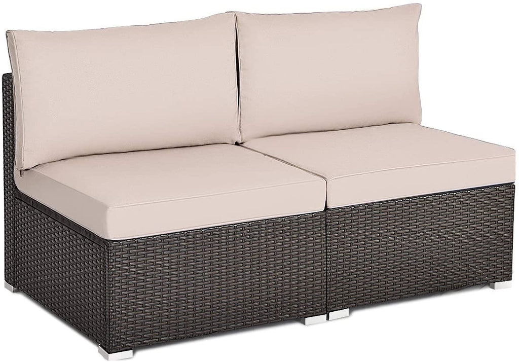 5-Piece Outdoor Patio Set with Cushions & Coffee Table - Black Rattan