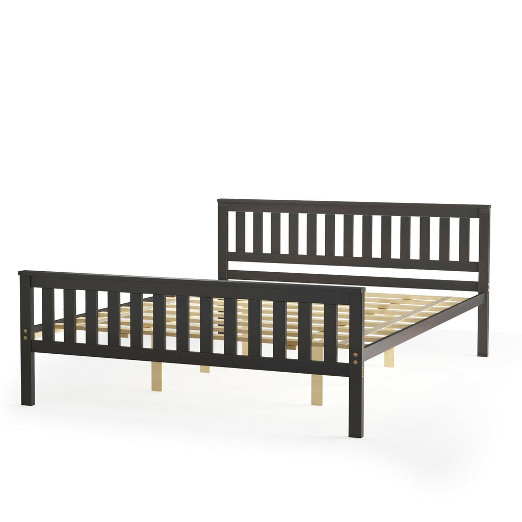 Wood Platform Bed with Headboard – Queen Size