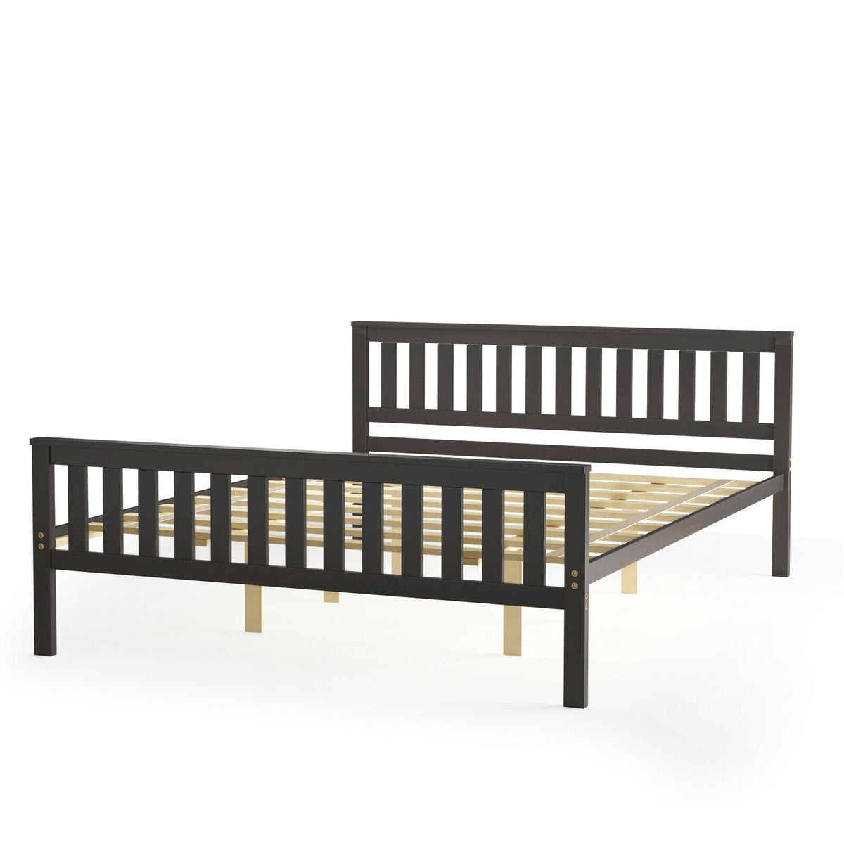 Wood Platform Bed with Headboard – Queen Size