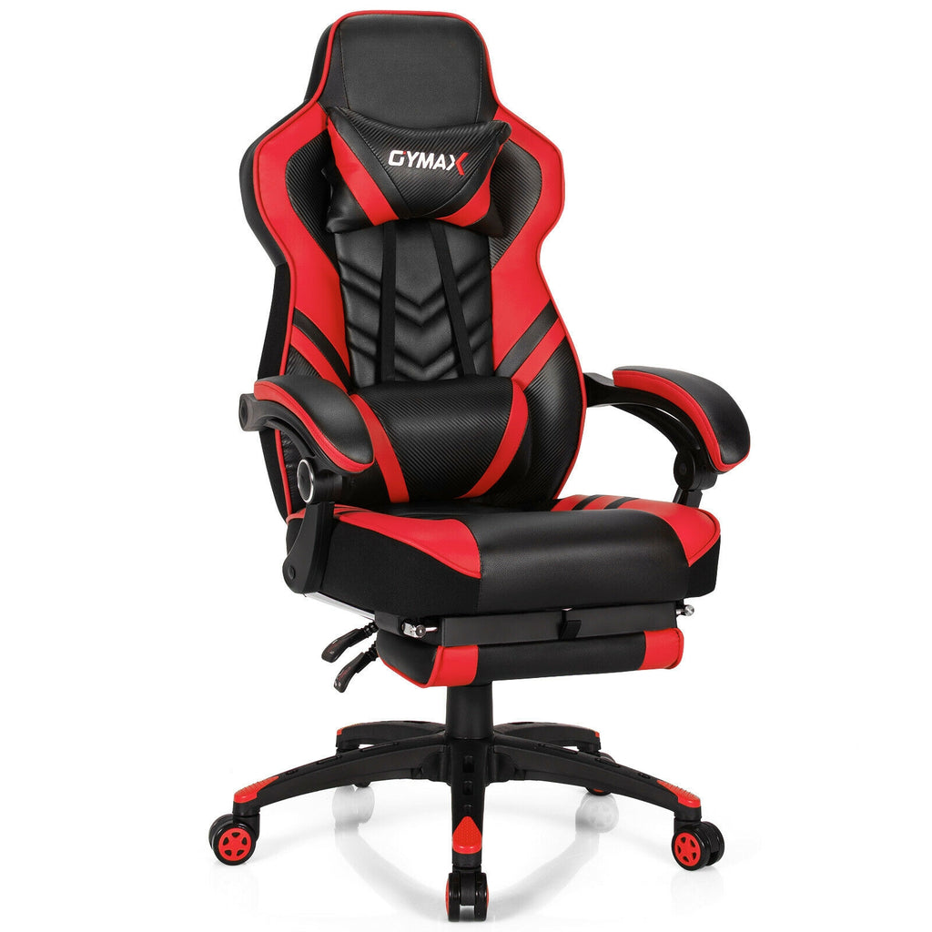 Adjustable Gaming Chair with Footrest, Red