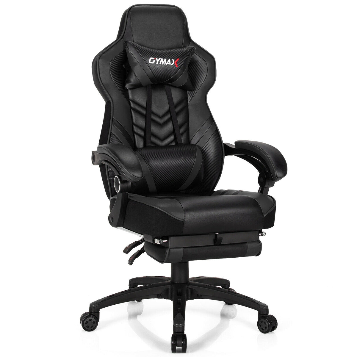 Adjustable Gaming Chair with Footrest, Black