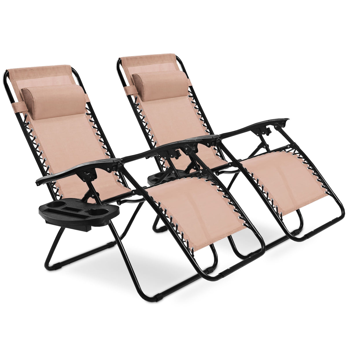 Oversized Lounge Chair with Cup Holder - Beige